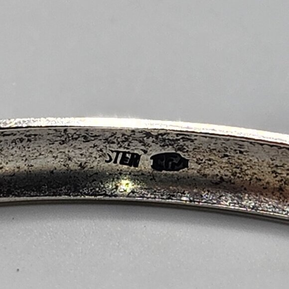 Sterling Silver Bangles Etched Geometric Pattern 925 - Picture 4 of 11